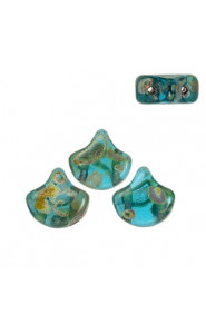 Ginko Leaf Beads 7.5x7.5mm Aquamarine picasso